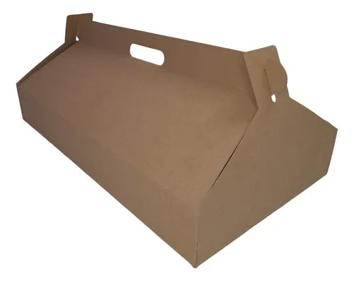 cod: 043 (10u) CAJA 44X23X6 BOCADITOS KRAFT CARTON MANIJA (10U) COD: 043 - medida: 44x23x6