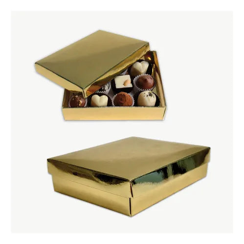 cod: 2753 (100u) CAJAS PARA BOMBONES DORADAS 1/4 KG  BIJOREGALOS - medida: 12.5x10x3