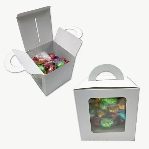 cod: 2659 (100u) CAJAS PARA HUEVOS DE PASCUA Nº 3 Y 4    CON VENTANA - medida: 11.4x11.4x11.4