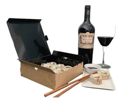 cod: 2996 (40u) CAJA PARA CATERING SUSHI ,5 RESISTENTES LAMINADAS - medida: 18x18x5