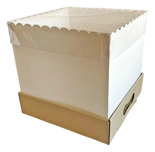 cod: 4310 (10u) CAJA GRANDE 10  TAPA TRANSPARENTE TORTA ALTA - medida: 33x25x25
