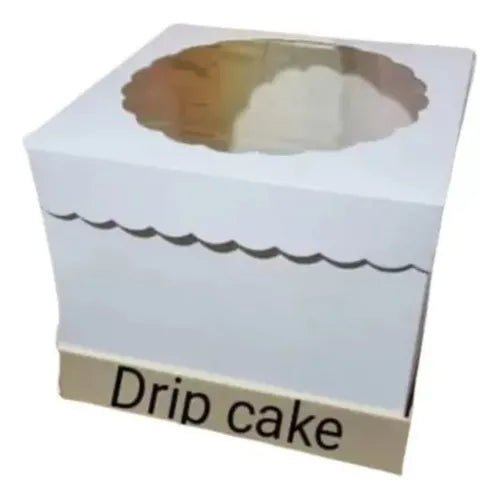cod: 4149 (20u) CAJA PARA DRIP CAKE  BLANCA CON VISOR - medida: 30x30x18