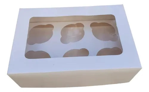 cod: 3814 (10u) CAJAS PARA 6 CUPCAKES C/ VISOR Y SEPARADOR - medida: 26x17x9