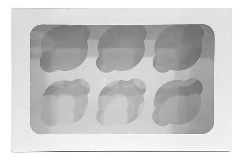 cod: 3862 (6u) CAJA PARA CUPCAKES O MADALENAS  CON VISOR - medida: 26.4x17.5x9