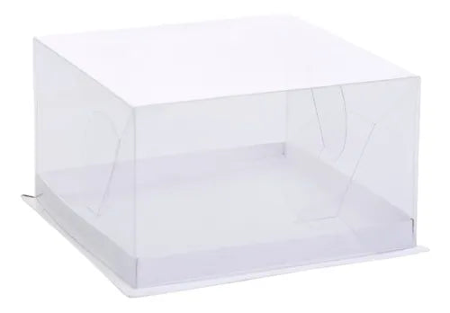 cod: 3122 (20u) CAJA PARA TORTAS POSTRES TAPA PVC CRISTAL  U - medida: 20x20x4