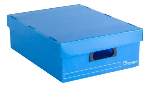 cod: 4569 (3u) CAJA ARCHIVO PLASTICO CON TAPA  CALIDAD PLANA - medida: 45x35x35