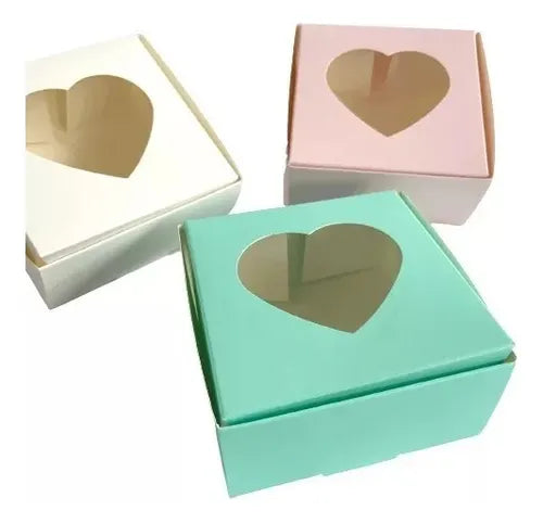 cod: 2560 (25u) CAJA AGUAMARINA VISOR  BOMBONES COOKIES - medida: 10x10x5