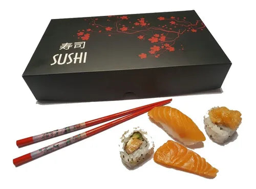 cod: 4051 (100u) CAJA SUSHI GRANDE 24-30 PIEZAS, 100. LAM INTERIOR/EXTERIOR - medida: 29.4x18x5