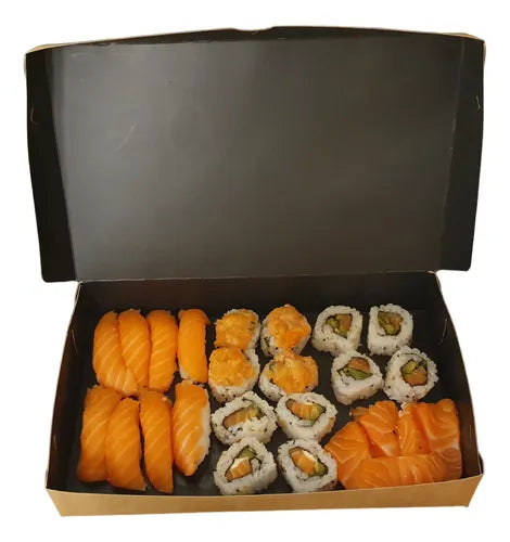 cod: 4052 (25u) CAJA RUSTICA PARA SUSHI, GRANDE . LAMINADO INTERIOR. - medida: 29.4x18x5