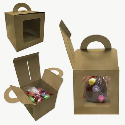 cod: 2662 (100u) CAJAS PARA HUEVOS DE PASCUA Nº8 Y 10 C/VISOR KRAFT  100 - medida: 11.4x11.4x11.4