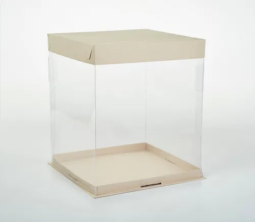 cod: 4063 (15u) CAJA BASE+TAPA PVC CRISTAL 15U TORTAS ALTAS DRIP - medida: 30x26x26