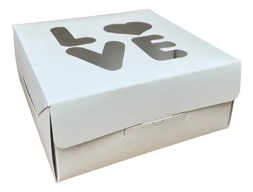 cod: 2716 (10u) CAJA  BLANCA 10  VISOR LOVE  PORCION DE TORTA - medida: 12x12x9