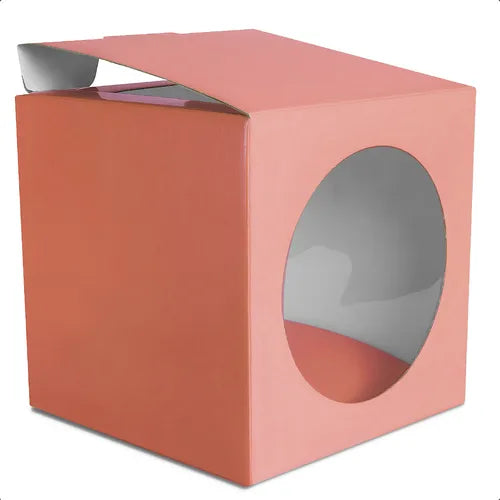 cod: 2741 (1u) CAJA CUBO DE CARTÓN CON VISOR - medida: 12x12x12