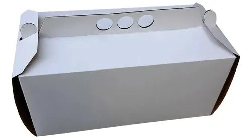 cod: 3580 (10u) CAJA BUDÍN PORCIÓN DE TORTA  BLANCA MARRÓN 10 - medida: 24x12x11