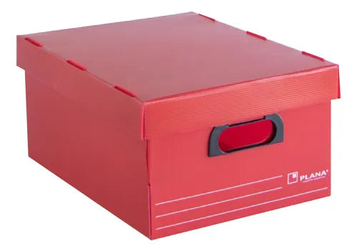 cod: 4658 (1u) CAJA ARCHIVO PLASTICO CON TAPA  - PLANA - medida: 400x300x195