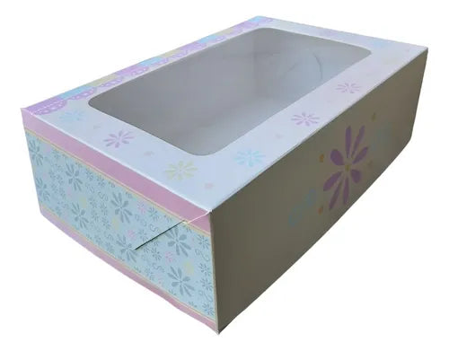 cod: 3817 (5u) CAJA  CARTULINA ESTAMPADA VISOR REGALO - medida: 26x17x9