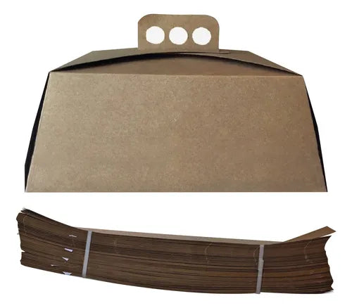 cod: 3599 (50u) CAJAS PARA TORTAS KRAFT  + TIRAS/FAJAS - medida: 24x24x10