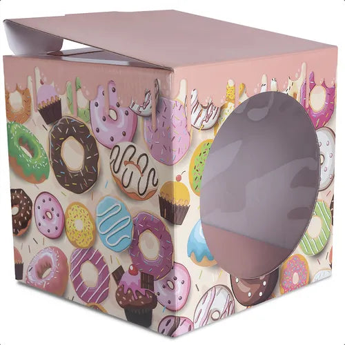 cod: 3296 (1u) CAJA CUBO GRANDE DE CARTÓN CON VISOR - medida: 20x20x20