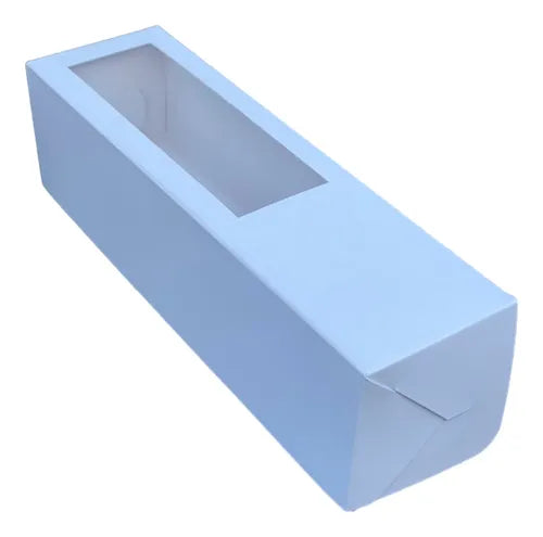 cod: 2916 (5u) CAJA BLANCA CON VISOR MACARONS ALFAJORES - medida: 16x6x6