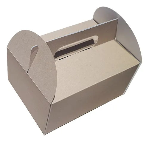 cod: 3708 (5u) CAJA MALETÍN PORTA TORTA CON MANIJA  SUSTENTABLES - medida: 25x18x5