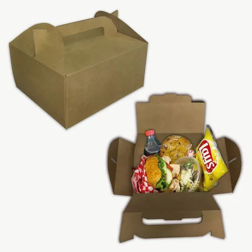 cod: 3297 (100u) CAJA MALETÍN DELIVERY - CAJITA FELIZ GRANDE KRAFT - medida: 20.4x19x10.3